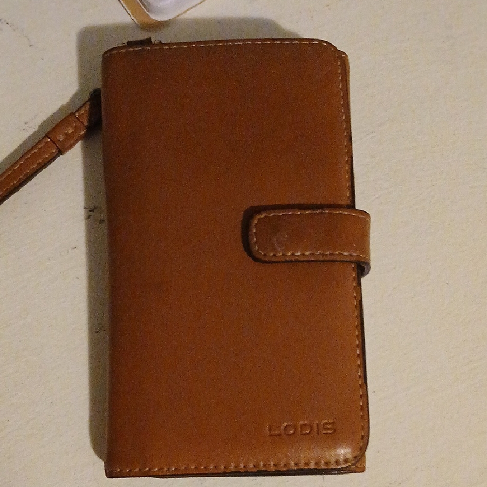 Lodis Tan Leather Wristlet